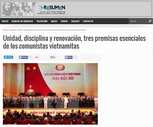 Argentina media commend 12th National Party Congress - ảnh 1