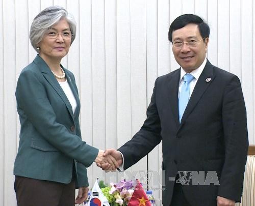 Pham Binh Minh rencontre les ministres japonais et sud-coréenne des Affaires étrangères - ảnh 1