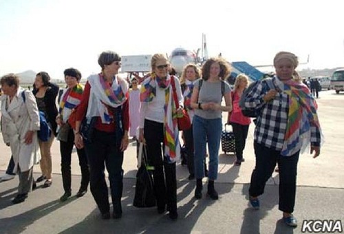 国际女性活动家举行徒步跨越韩朝分界线活动 - ảnh 1