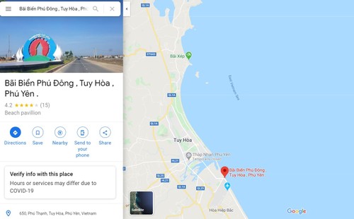 谷歌地图纠正关于越南富安省绥和市海滩的错误注释 - ảnh 1