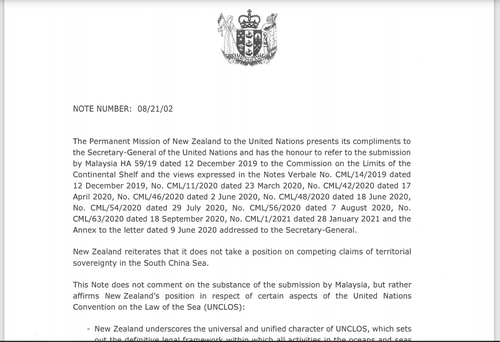 新西兰向联合国递交公函，驳斥对东海的历史性权利诉求 - ảnh 1