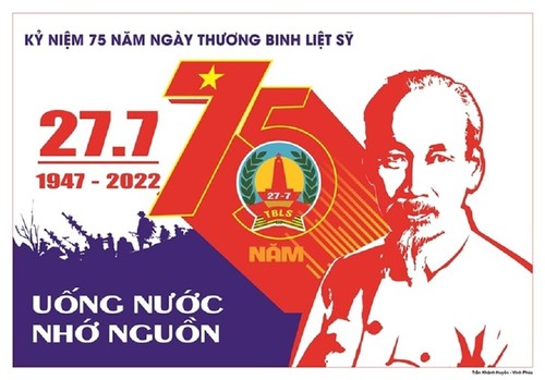 越南荣军烈士节75周年宣传画 - ảnh 1