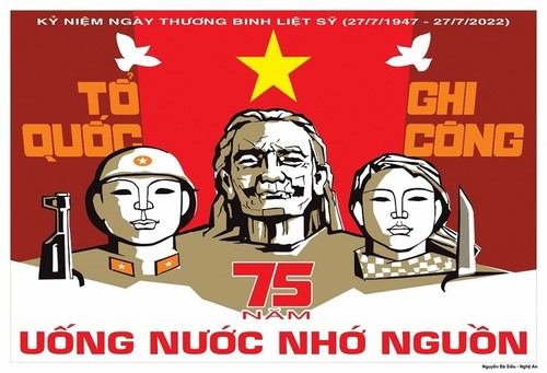越南荣军烈士节75周年宣传画 - ảnh 2