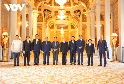 东盟各国领导人礼节性拜会柬埔寨国王 - ảnh 1
