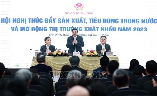 越南政府总理范明政出席促进国内生产消费及扩大出口市场的会议 - ảnh 1
