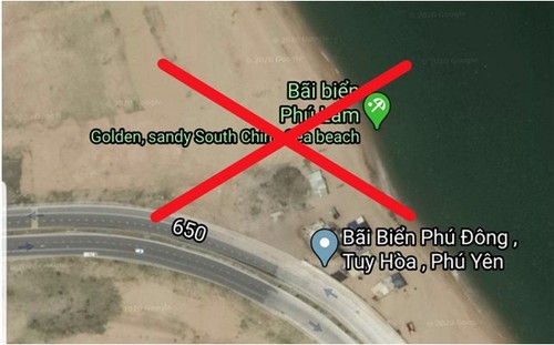 Gegen falsche Informationen in Google Maps über Strand in der Stadt Tuy Hoa protestieren - ảnh 1