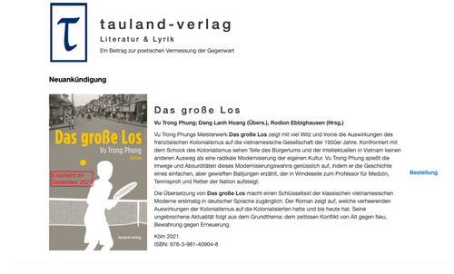 Roman „Das große Los” des vietnamesischen Schriftstellers Vu Trong Phung wird in Deutschland herausgegeben - ảnh 1