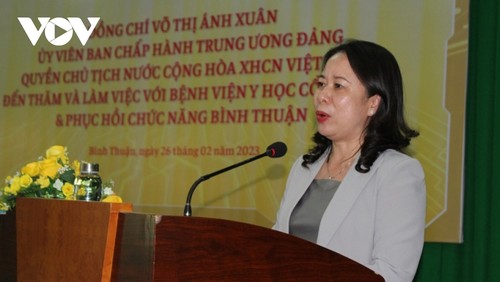 Interimsstaatspräsidentin beglückwünscht medizinisches Personal in Binh Thuan - ảnh 1