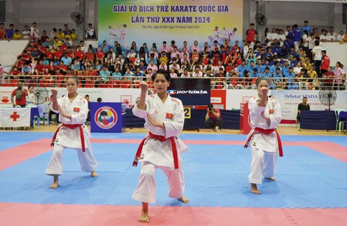 Fast 1.000 Kämpfer treten in der nationalen Karate-Meisterschaft der Junioren an - ảnh 1