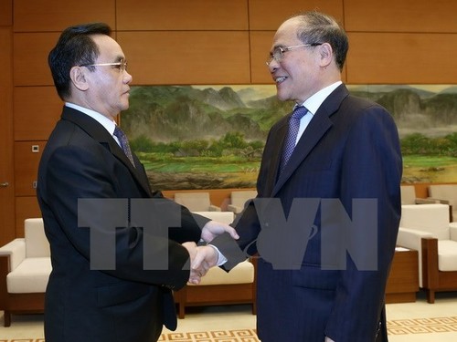 Parlamentspräsident Nguyen Sinh Hung trifft laotischen Premierminister Thongsing Thammvong - ảnh 1