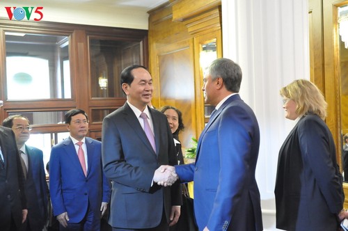 Staatspräsident Tran Dai Quang führt Gespräch mit Präsident der russischen Duma Volodin - ảnh 1