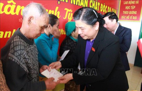 Vizeparlamentspräsidentin Tong Thi Phong besucht Familien der verdienstvollen Menschen - ảnh 1