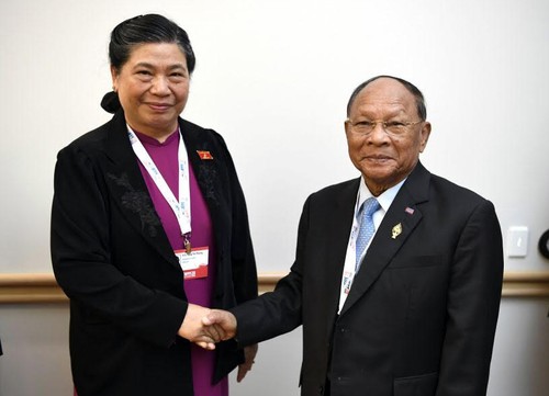 Vizeparlamentspräsidentin Tong Thi Phong führt Gespräche mit Kollegen aus Laos, Kambodscha und Australien - ảnh 1