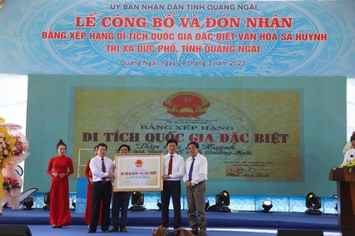 Quang Ngai empfängt Urkunde der besonderen Nationalstätte der Sa-Huynh-Kultur - ảnh 1