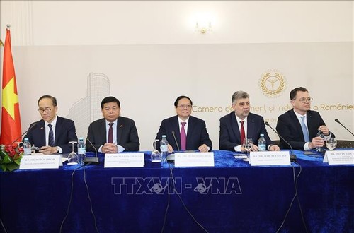 Premierminister Vietnams und Rumäniens nehmen am Vietnam-Rumänien-Unternehmensforum teil - ảnh 1