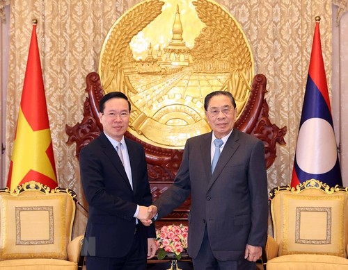 Presiden Vietnam, Vo Van Thuong Kunjungi Para Mantan Pemimpin Tingkat Tinggi Laos - ảnh 1