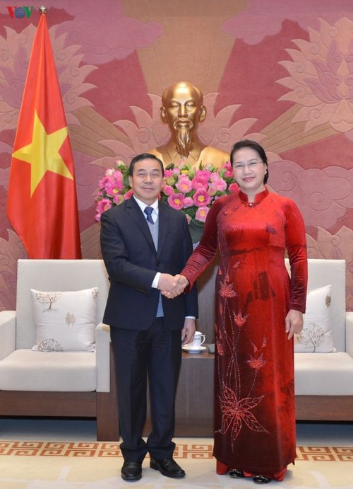 Председатель Национального собрания Вьетнама приняла посла Лаоса во Вьетнаме - ảnh 1