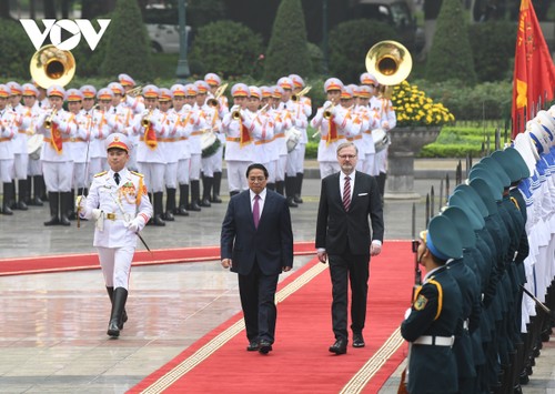 Премьер-министр Фам Минь Тинь председательствовал на церемонии встречи Премьер-министра Чехии Петра Фиалы - ảnh 1