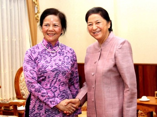 Chủ tịch Quốc hội Lào tiếp đoàn đại biểu hội đồng Nhân dân thành phố Hà Nội - ảnh 1