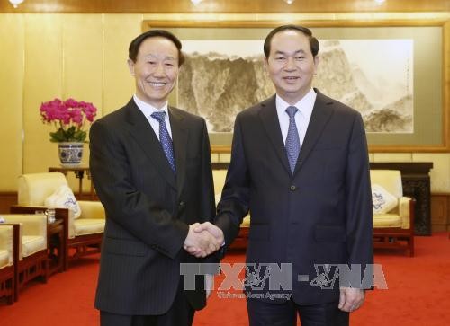 Chủ tịch nước Trần Đại Quang tiếp Phó Chủ tịch Chính hiệp Trung Quốc Vương Gia Thụy - ảnh 1