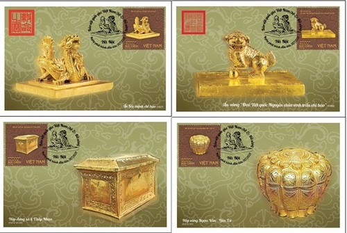 “Đồ vàng” trong bộ tem Bảo vật quốc gia Việt Nam  - ảnh 1