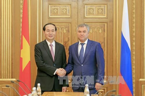 Presiden Tran Dai Quang beraudiensi  kepada Ketua Duma Negara Rusia, V. Volodin - ảnh 1