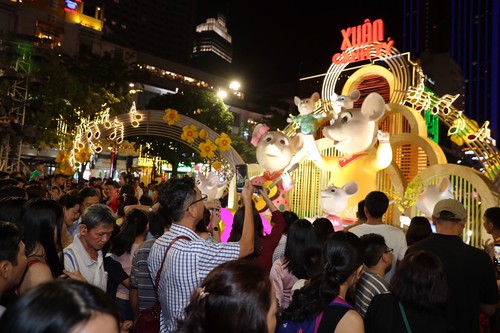 Crowds of people visit Nguyen Hue Flower Street 2020 - ảnh 1