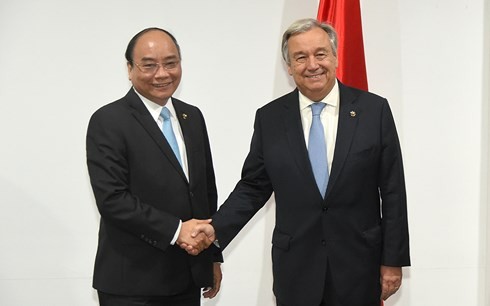 Премьер Вьетнама Нгуен Суан Фук встретился с генсеком ООН и председателем Евросовета  - ảnh 1