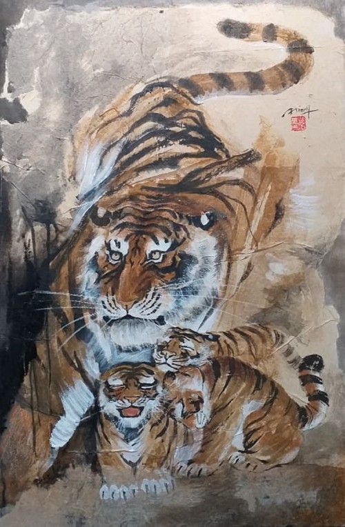 Яркие картины художника Нгуен Доан Ниня, посвященные Году Тигра - ảnh 13