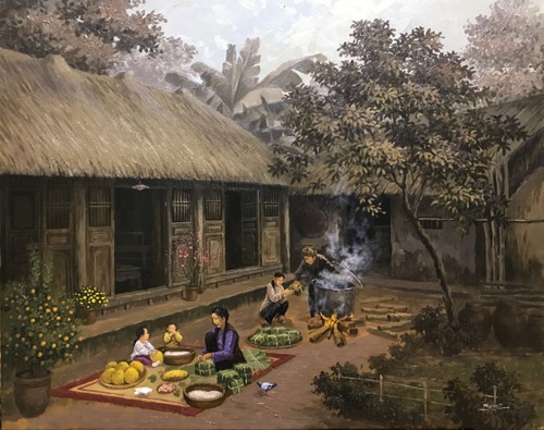 Xao xuyến phong vị Tết xưa qua tranh của họa sĩ Trần Nguyên - ảnh 10
