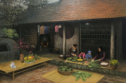 Xao xuyến phong vị Tết xưa qua tranh của họa sĩ Trần Nguyên - ảnh 6