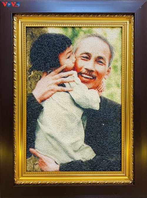 Unique set of rice paintings of “Beloved Uncle Ho”  - ảnh 7