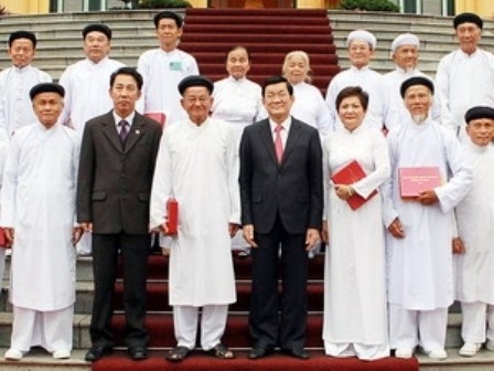 Chủ tịch nước Trương Tấn Sang tiếp Đoàn chức sắc lãnh đạo các Hội thánh Cao Đài  - ảnh 1
