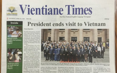 Báo chí Lào đưa tin đậm nét về chuyến thăm và làm việc tại VN của Tổng Bí thư Bounnhang Volachith - ảnh 1