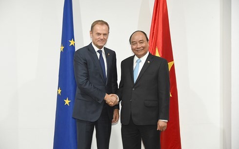 Thủ tướng Nguyễn Xuân Phúc gặp Tổng Thư ký LHQ và Chủ tịch Hội đồng châu Âu EU - ảnh 2