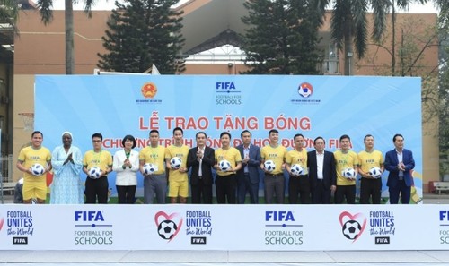 Trao tặng bóng thuộc Chương trình Bóng đá học đường FIFA - ảnh 1