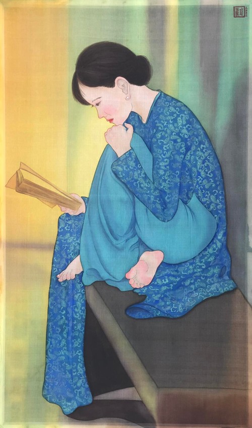Vẻ đẹp "Người đọc" qua tranh vẽ lụa của Thanh Lưu - ảnh 14