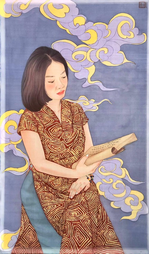 Vẻ đẹp "Người đọc" qua tranh vẽ lụa của Thanh Lưu - ảnh 19