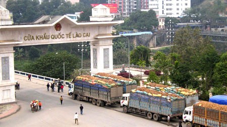 Siguen en bonanza el intercambio comercial Vietnam-China en entrada fronteriza de Lao Cai - ảnh 1