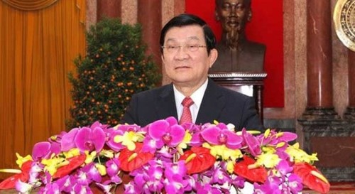 Felicitaciones del Tet 2015 del presidente Truong Tan Sang al pueblo vietnamita  - ảnh 1