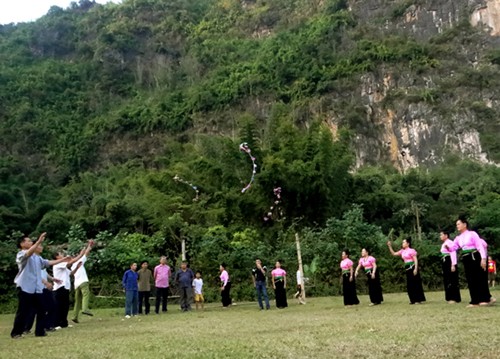 Lanzamiento del “con”, juego popular en festejos tradicionales de los Thai - ảnh 2