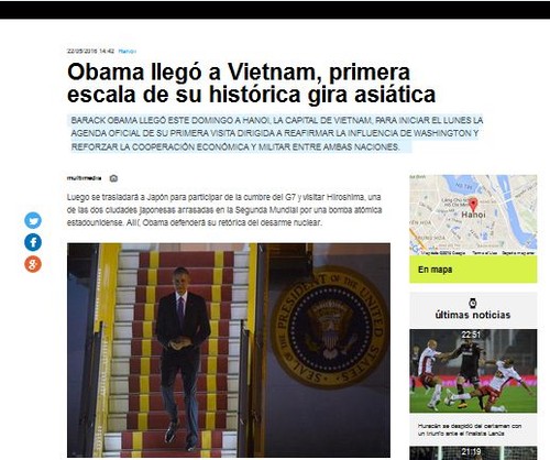 Medios de Argentina e Italia publican informaciones sobre la visita de Obama a Vietnam  - ảnh 1