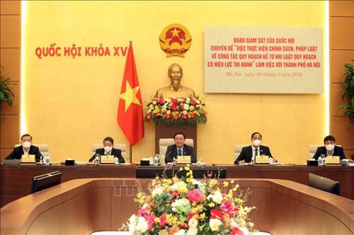 Delegación supervisora del Parlamento revisa el trabajo de planificación de Hanói - ảnh 1