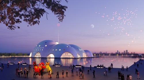 Teatro flotante en la península de Quang An promete ser un nuevo emblema cultural de Hanói - ảnh 1