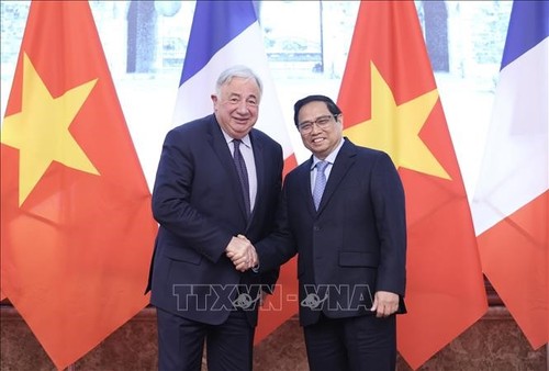 Jefes de Estado y Gobierno de Vietnam se reúnen con el presidente del Senado francés - ảnh 2