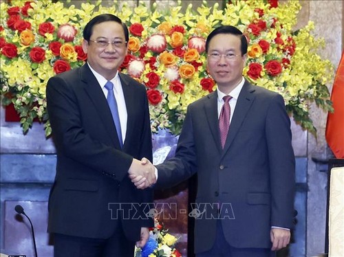 Presidente Vo Van Thuong ratifica la importancia del fomento de las relaciones especiales Vietnam-Laos - ảnh 1