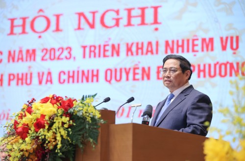 Le Premier ministre Pham Minh Chinh préside la conférence du gouvernement et des collectivités locales - ảnh 1
