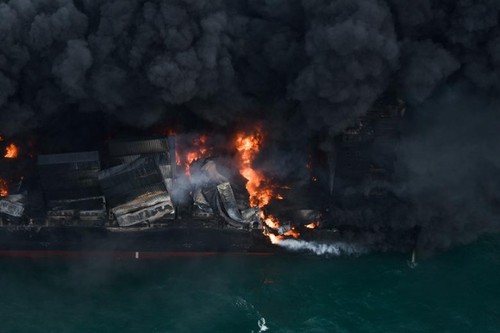 Cargo ship sinks off Sri Lanka after weeks on fire - ảnh 1