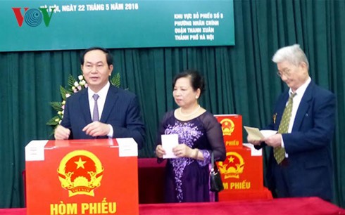 Chủ tịch nước Trần Đại Quang bỏ phiếu bầu cử Quốc hội - ảnh 1