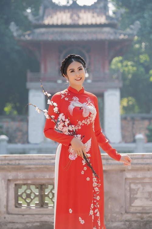 Hoa hậu Ngọc Hân với bộ sưu tập áo dài “Sắc màu phồn vinh" - ảnh 2